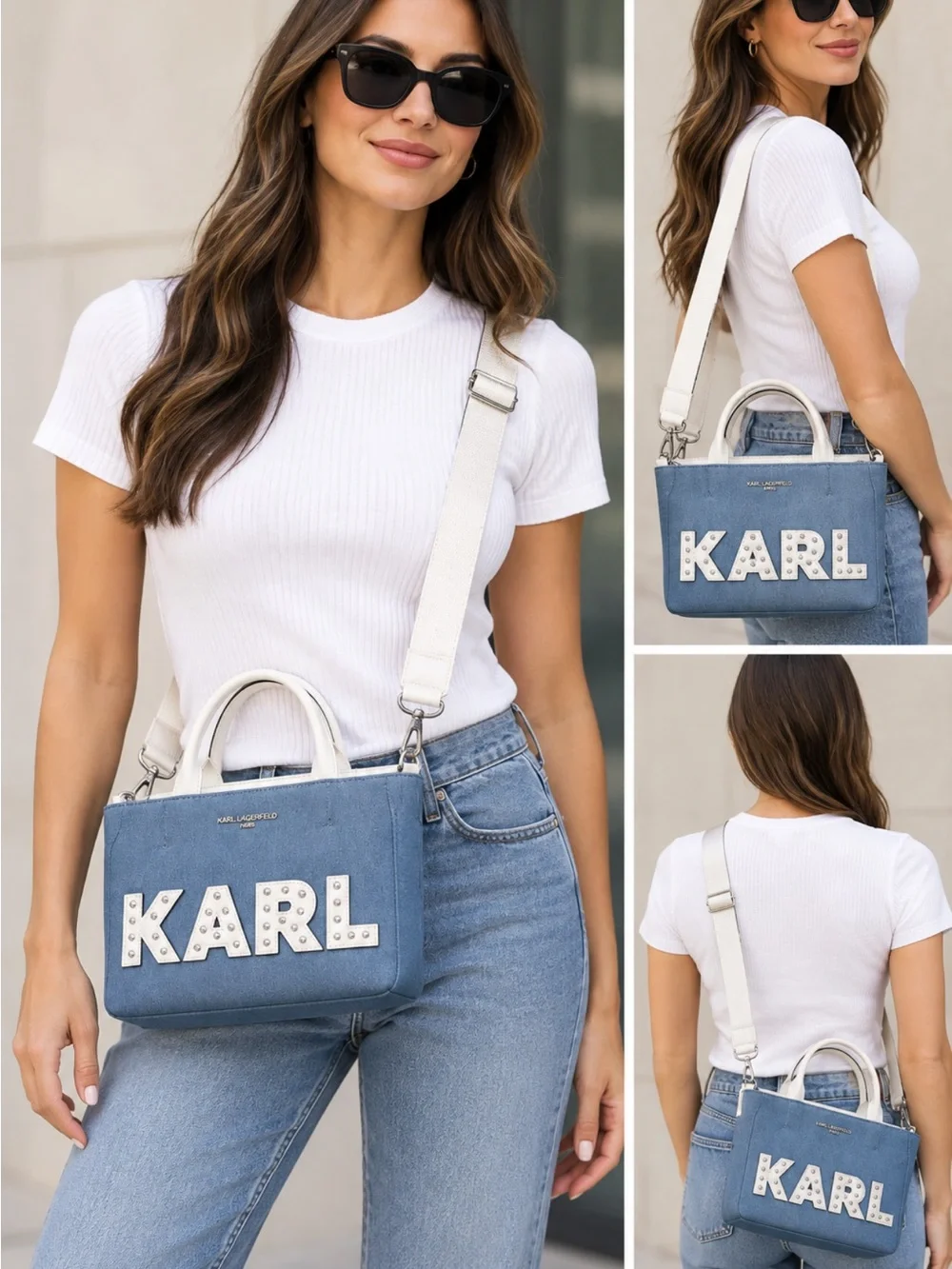 🔥low S🔥Karl Lagerfeld Light Blue Denim Crossbody NWT
